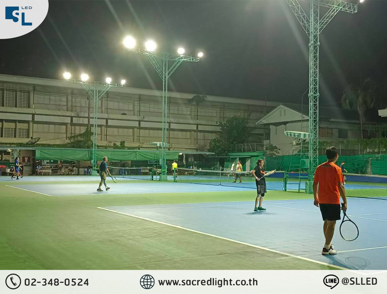 ผลงานการติดตั้งโคมไฟฟลัดไลท์ LED รุ่น MASTER-9 Series 240W @สนามกีฬาเทนนิสจังหวัดชลบุรี