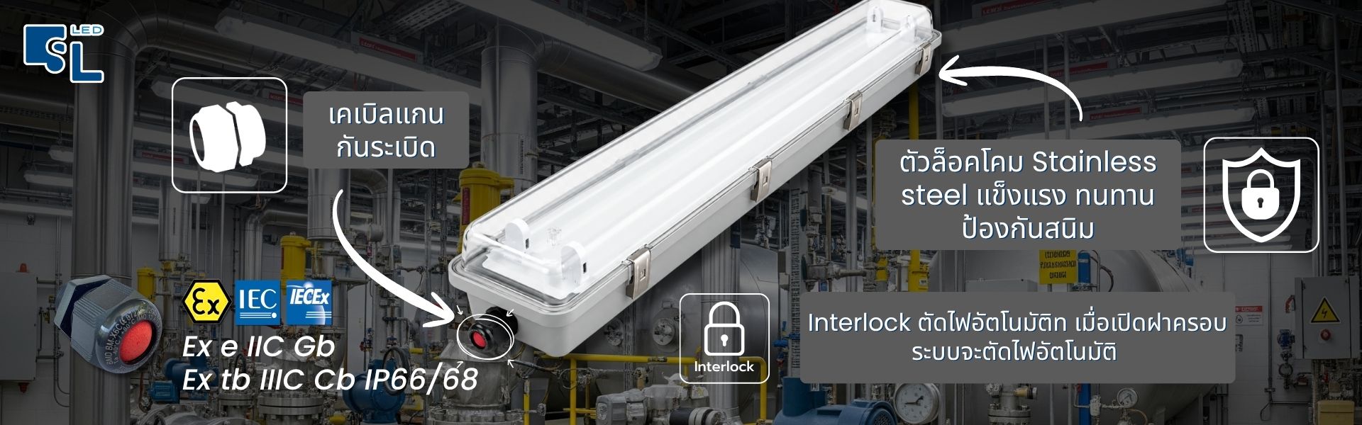 Cable Gland IECEx และอุปกรณ์เสริมโคมไฟกันระเบิด BYS Series IP66 IP68