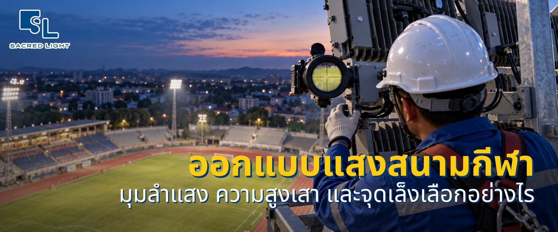 รับออกแบบแสงสนามกีฬา เลือกมุมลำแสง ความสูงเสา และจุดเล็งอย่างไร