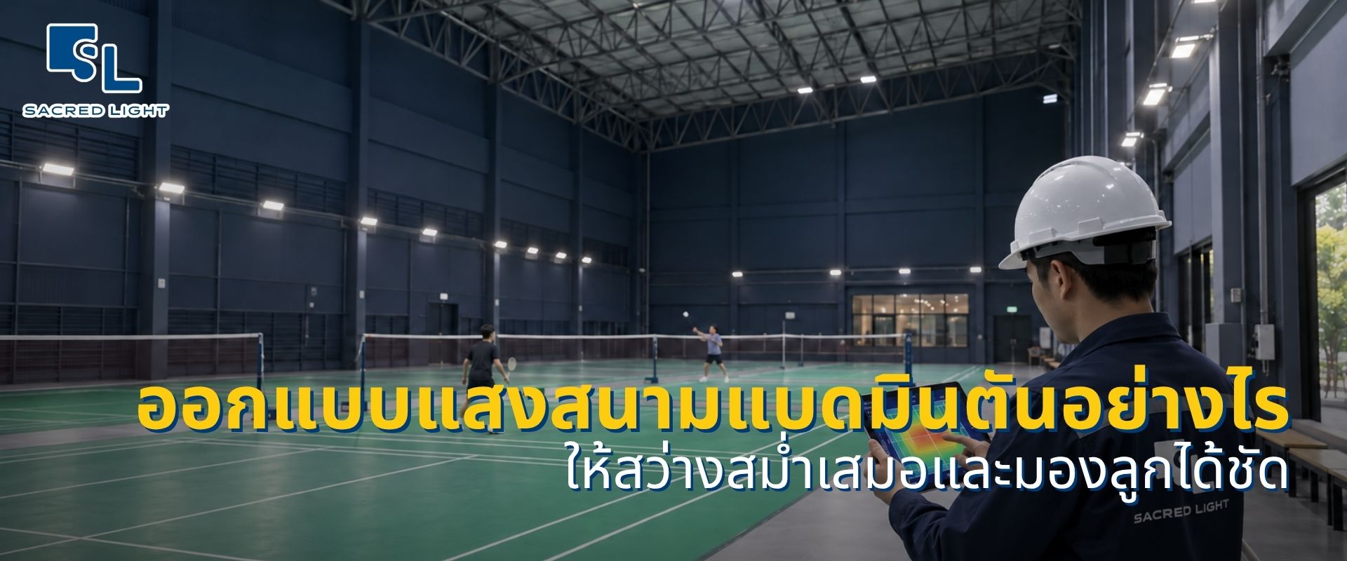 โคมไฟสนามแบดมินตัน พร้อมติดตั้ง คุมแสงแยงตาและความสว่างตามเกณฑ์ BWF