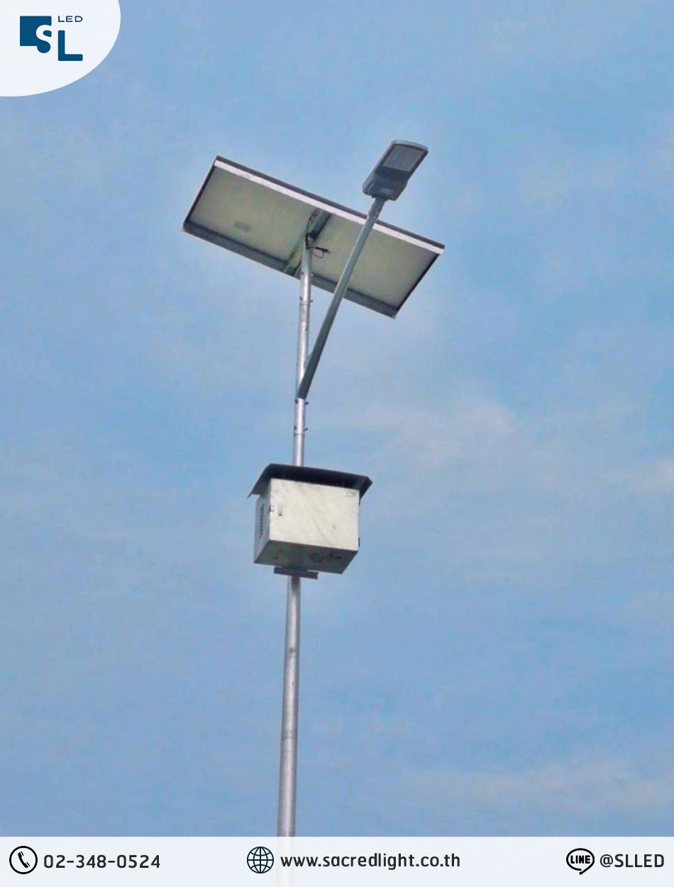 ผลงานการติดตั้งโคมไฟถนนโซล่าเซลล์ รุ่น MASTERPRO-H-DC Series (LED SOLAR STREET LIGHT) @จังหวัดชลบุรี