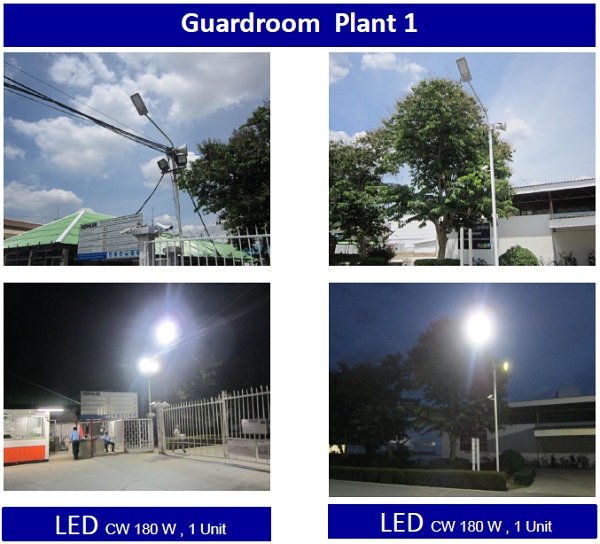 ผลงานการติดตั้งโคมไฟถนน LED (LED STREET LIGHT) @บริษัทผู้ผลิตผลิตภัณฑ์สำหรับห้องครัวและสุขภัณฑ์