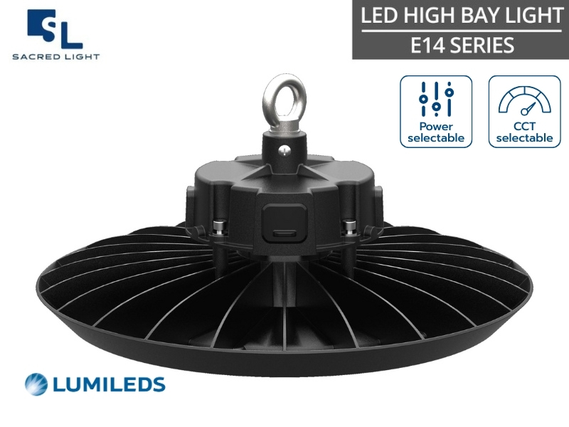 โคมไฟไฮเบย์ 240W LED E14 Series สว่างสูงสุด 160lm/W ปรับวัตต์และสีแสงได้ในตัว มาตรฐาน มอก. 1955-2551 | SacredLight