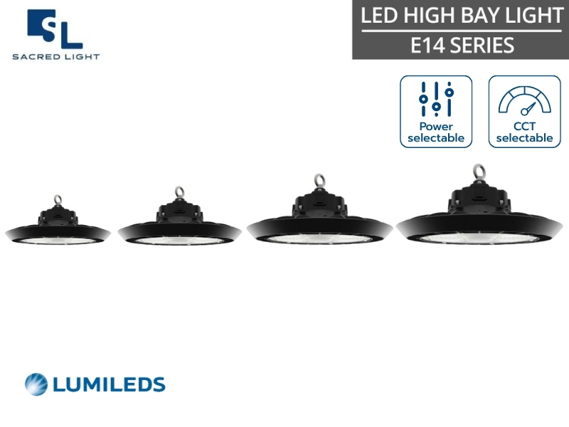 โคมไฟไฮเบย์ 240W LED E14 Series สว่างสูงสุด 160lm/W ปรับวัตต์และสีแสงได้ในตัว มาตรฐาน มอก. 1955-2551 | SacredLight