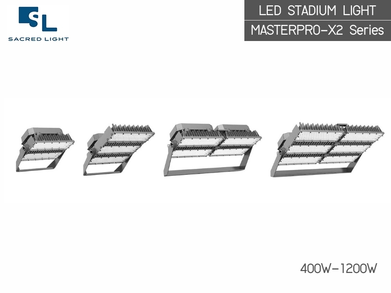 โคมไฟสปอร์ตไลท์ สำหรับสนามกีฬา LED MASTERPRO-X2 Series (400W-1200W) สว่างมาตรฐานสากล น้ำหนักเบาที่สุด โดย SacredLight