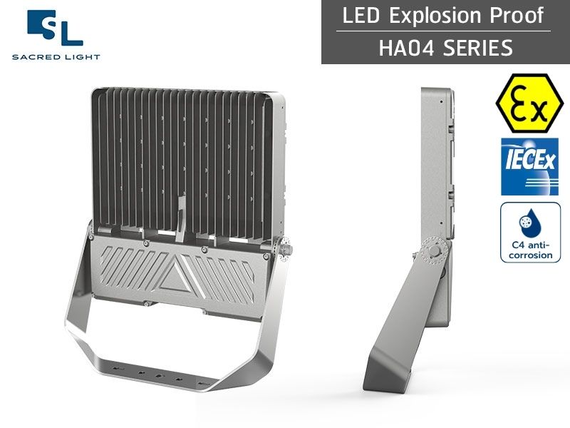 โคมไฟกันระเบิด LED ฟลัดไลท์ HA04 Series 150W–240W สำหรับ Zone 1 Zone 2