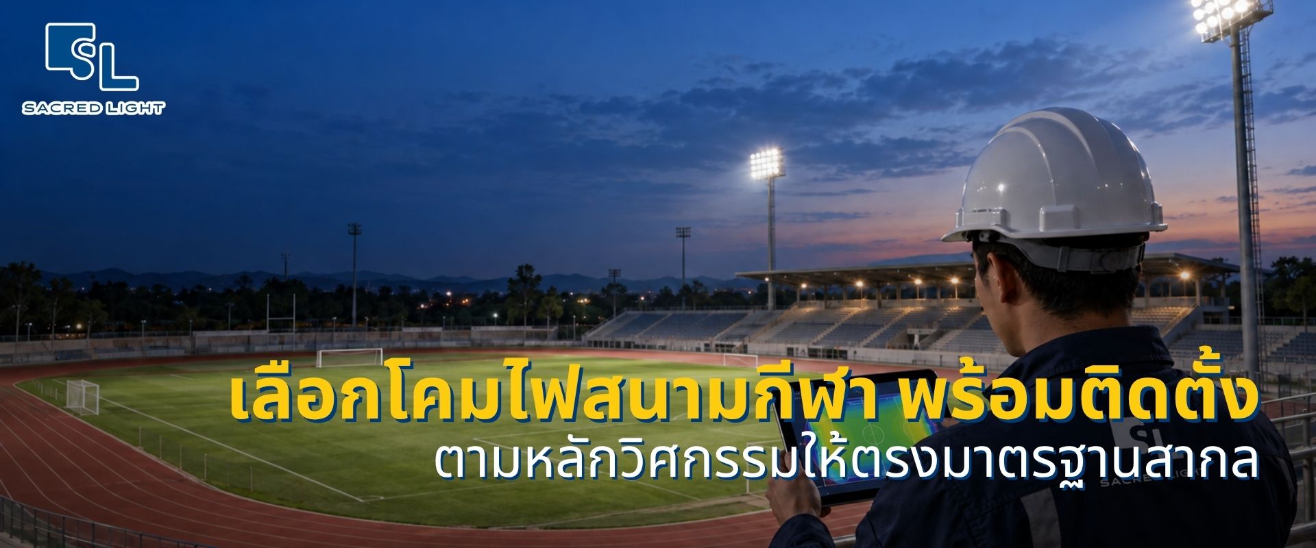 วิศวกรตรวจสอบมาตรฐานแสงสว่างก่อนเลือกโคมไฟสนามกีฬา พร้อมติดตั้ง