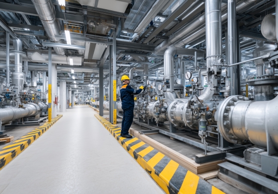 ภาพพื้นที่ภายในห้องควบคุมที่มีท่อส่งก๊าซอยู่ เป็นพื้นที่เสี่ยงต่อการเกิดการระเบิด