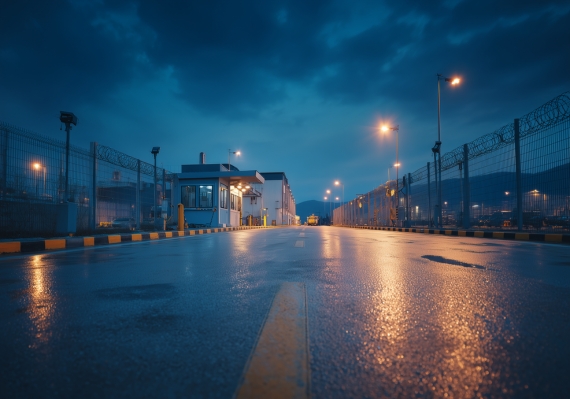 พื้นที่หน้าโรงงานอุตสาหกรรมติดตั้งโคมไฟLED คุณภาพสูง