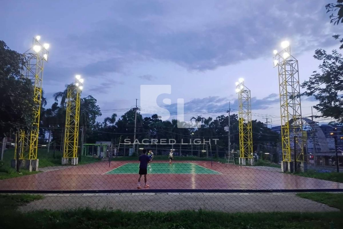 สนามวอลเลย์บอล ม.เกษตรศาสตร์ ศรีราชา เปิดไฟโคมฟลัดไลท์ LED ช่วงหัวค่ำ