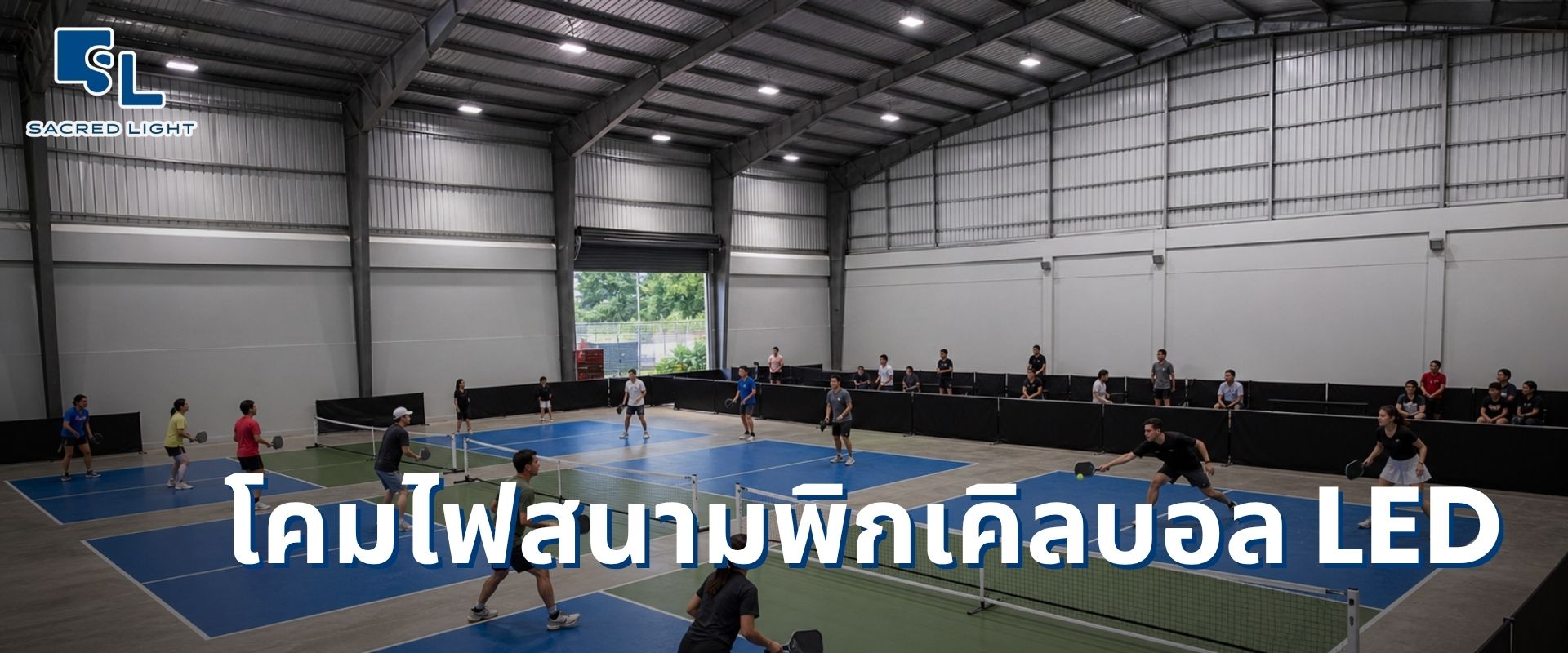 โคมไฟ LED สนามพิกเคิลบอลกลางแจ้ง ให้แสงสว่างสม่ำเสมอทั่วคอร์ตยามค่ำคืน