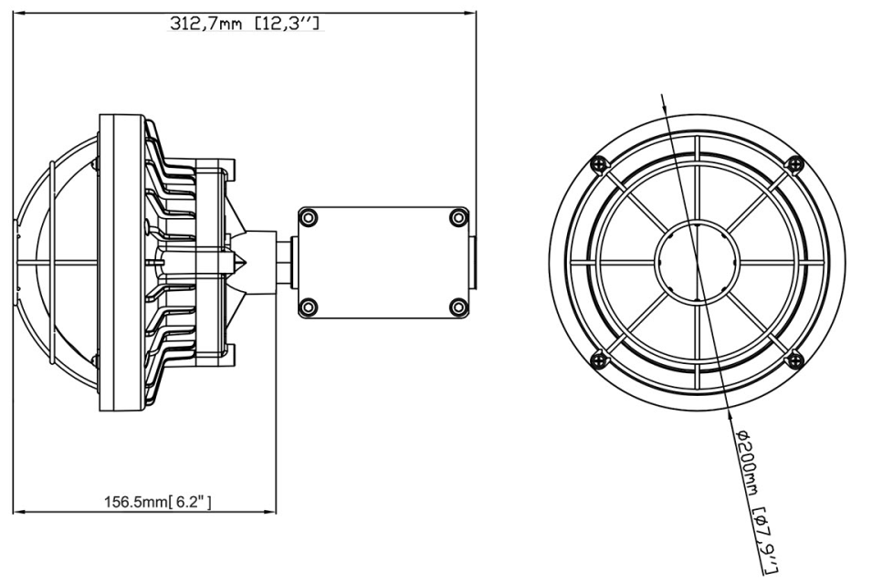 ขนาดของสินค้าโคมไฟกันระเบิด LED รุ่น GB-02 Series (LED Explosion Proof GB-02 Series) (Dimension)