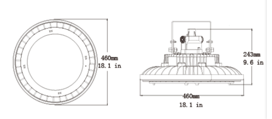 ขนาดของโคมไฟกันระเบิด LED (LED Explosion Proof) รุ่น SL GB Series