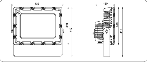 ขนาดสินค้าโคมไฟกันระเบิด LED (LED Explosion Proof) รุ่น SL KLE1017 Series