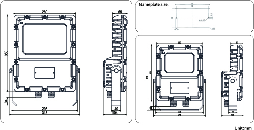 ขนาดสินค้าโคมไฟกันระเบิด LED (LED Explosion Proof) รุ่น SL KLE1027 Series