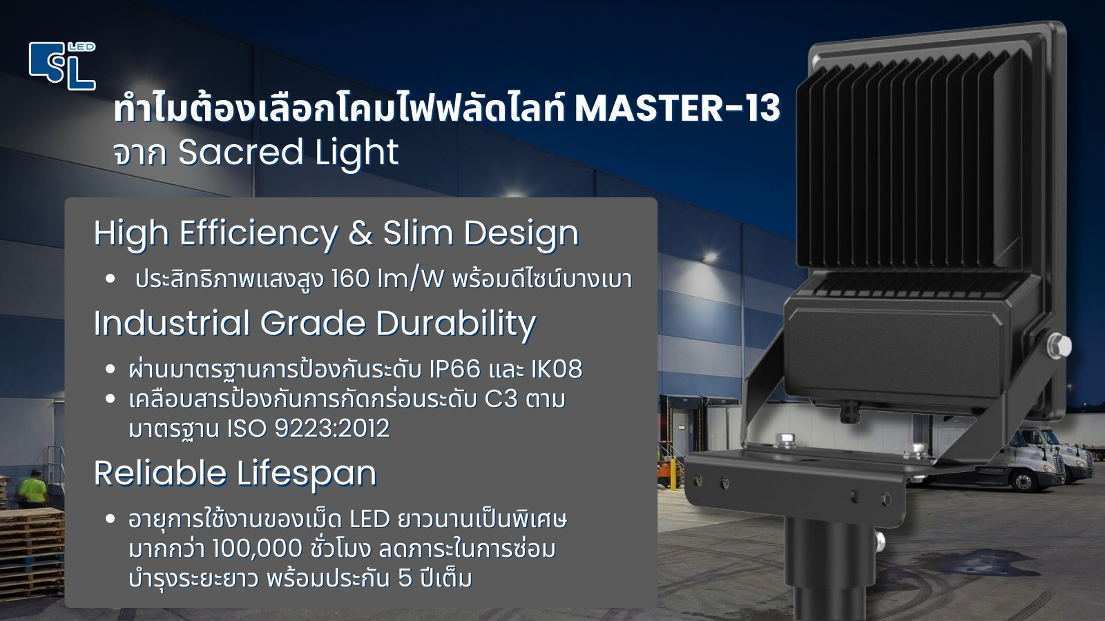 ความทนทานและดีไซน์บางเบาของโคมไฟฟลัดไลท์ MASTER-13