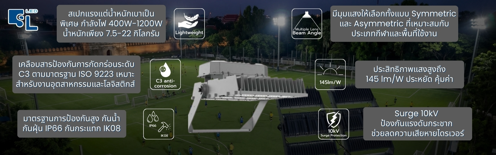 จุดเด่นและประสิทธิภาพโคมไฟสปอร์ตไลท์ MASTERPRO-X2