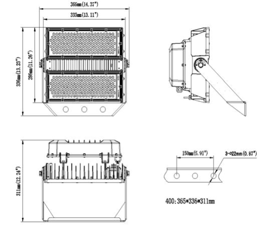 โคมไฟฟลัดไลท์ โคมไฟสปอร์ตไลท์ LED รุ่น MASTERPRO-X2 Series 400W