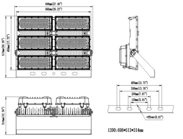 โคมไฟฟลัดไลท์ โคมไฟสปอร์ตไลท์ LED รุ่น MASTERPRO-X2 Series 1000W 1200W