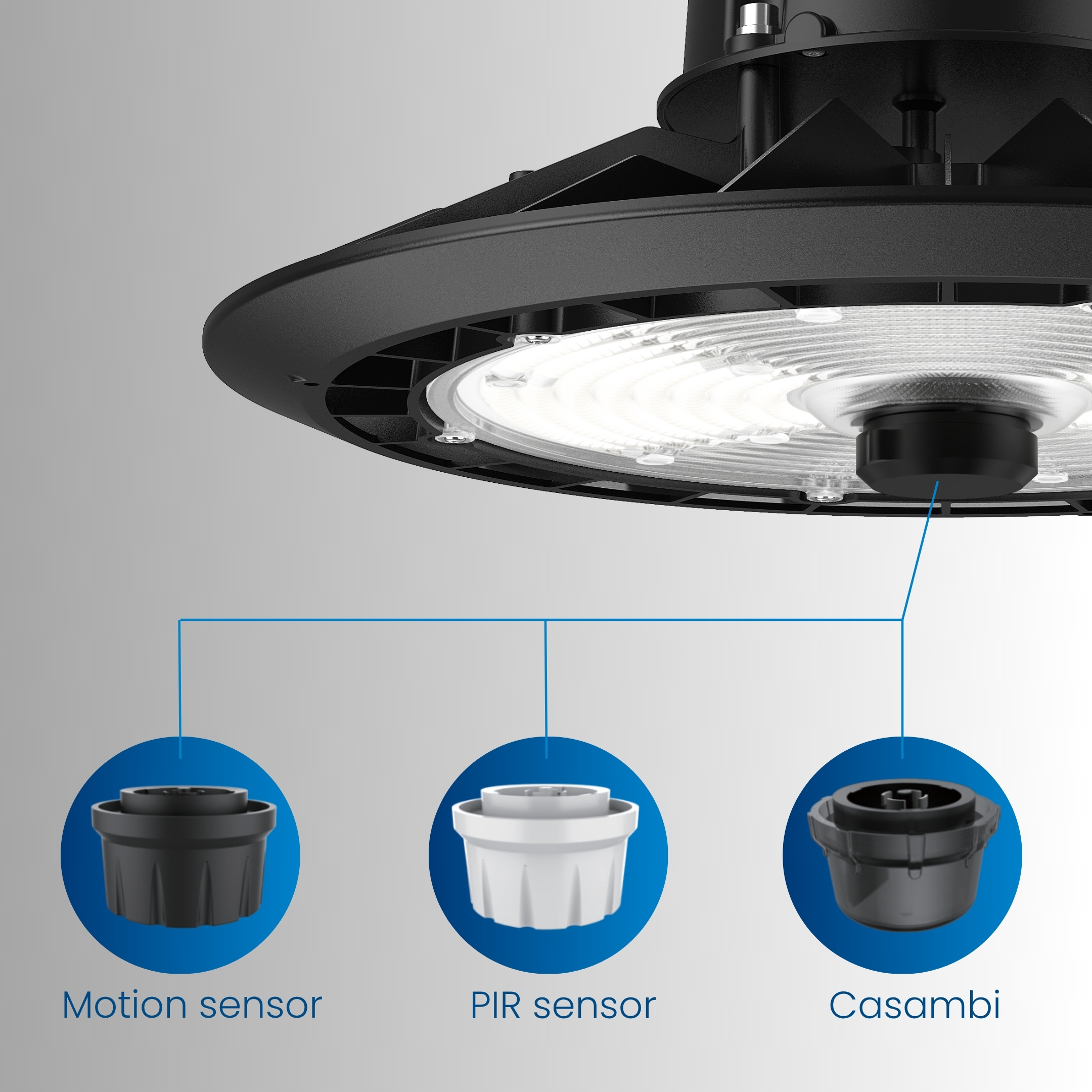 รองรับระบบเซนเซอร์อัจฉริยะ Plug & Play  สามารถติดตั้งเซนเซอร์ตรวจจับการเคลื่อนไหว (PIR), Motion Sensor หรือระบบควบคุมอัจฉริยะแบบไร้สายอย่าง Casambi ได้ ช่วยเพิ่มประสิทธิภาพการจัดการแสงสว่างและลดพลังงานที่สูญเปล่า