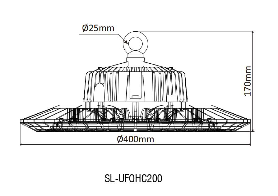 ขนาดของโคมไฮเบย์ LED (LED HIGH BAY) รุ่น HC Series 200W