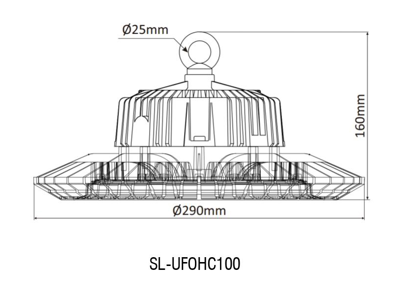 ขนาดของโคมไฮเบย์ LED (LED HIGH BAY) รุ่น HC Series 100W