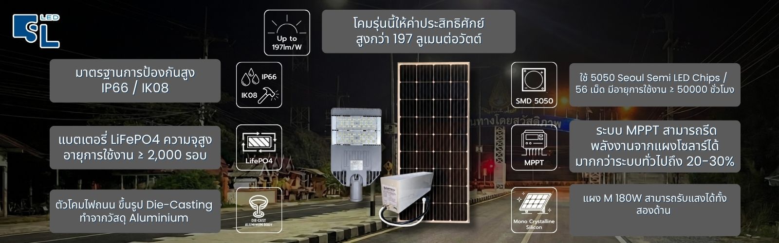 จุดเด่นโคมนวัตกรรมไทย TL-PSL-60W ที่แตกต่างจากโคมทั่วไป