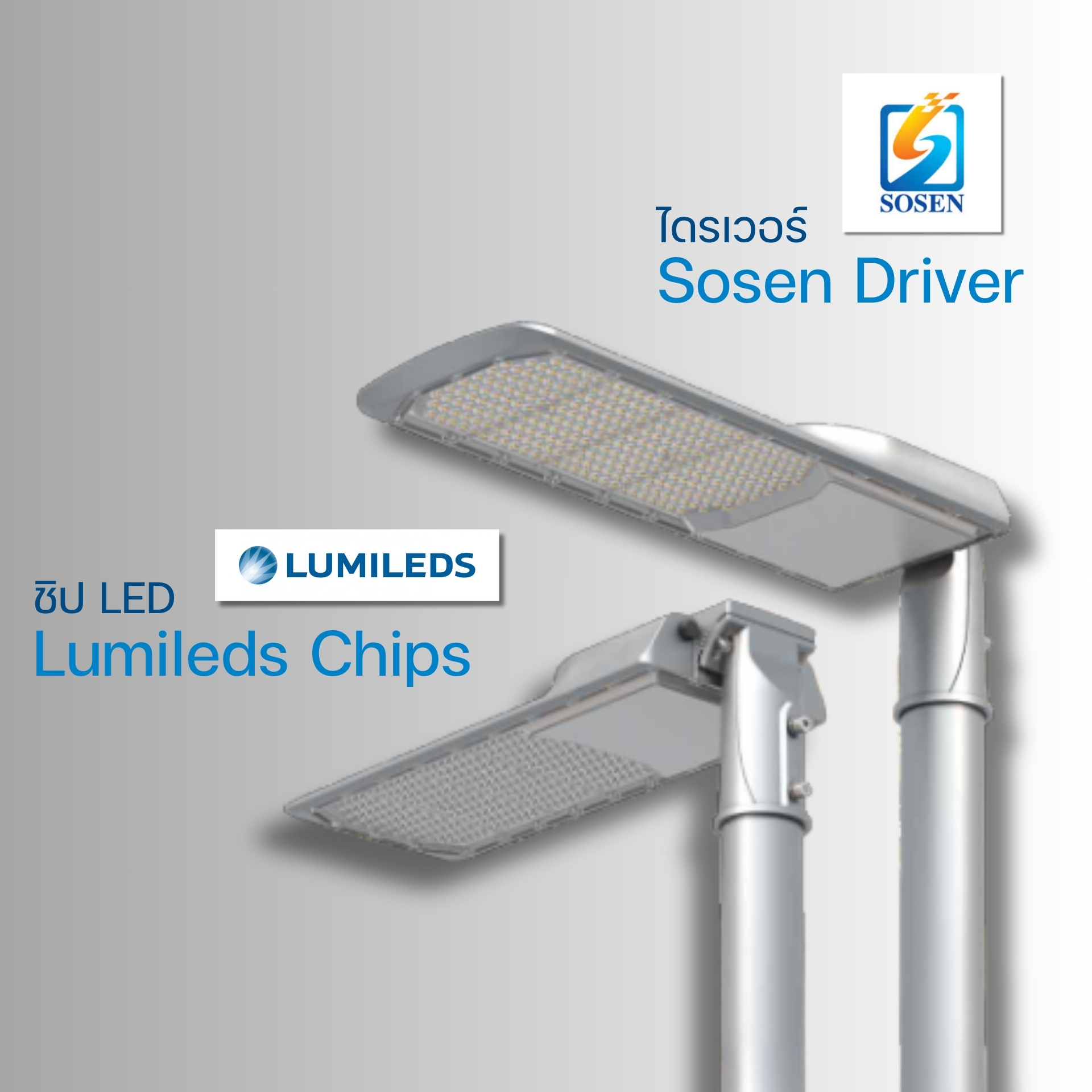 โคมไฟถนน LED ECO-2 ชิป Lumileds Driver Sosen