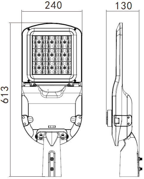 ขนาดโคมไฟถนน LED MASTERPRO-5 Series 80W-120W